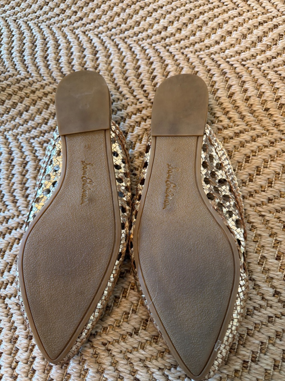 Gold Raffia slip on loafers - Picture 2 of 2